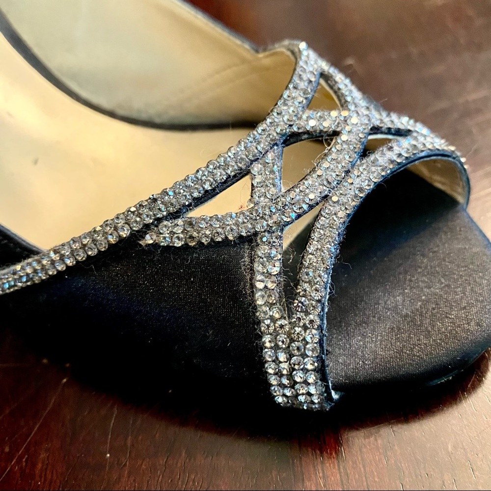 Open Toe Silver Rhinestone Formal Heels - Picture 3 of 3